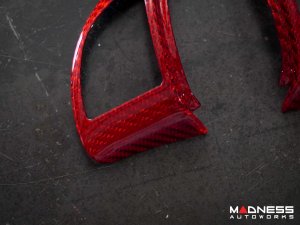 FIAT 500 Steering Wheel Trim Set - 2 pieces - Carbon Fiber - Red Pearl Finish